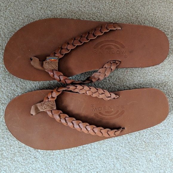 Rainbow Shoes - Never worn Rainbow Leather flip flops